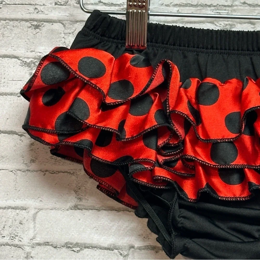 Toddler Tutu Size L (3T) Black Red Tiered Ruffles Dance Costume Tutu Skirt